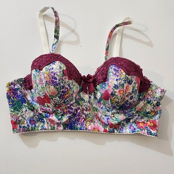 Garden Gate Floral Long Line Push Up Bra - Picture 2 of 6